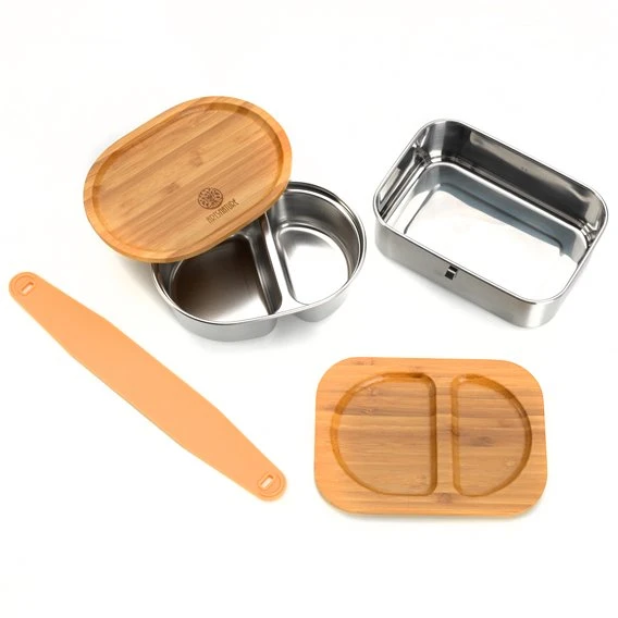 ARTS-Nature Bentobox 1300ml Edelstahl Brotdosen-Set Mit Bambusdeckeln 4 ARTS-Nature Bentobox 1300ml Edelstahl Brotdosen-Set Mit Bambusdeckeln – Bild 2