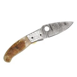 ARTS-Nature Damast Messer Klappmesser Taschenmesser Olive-horn