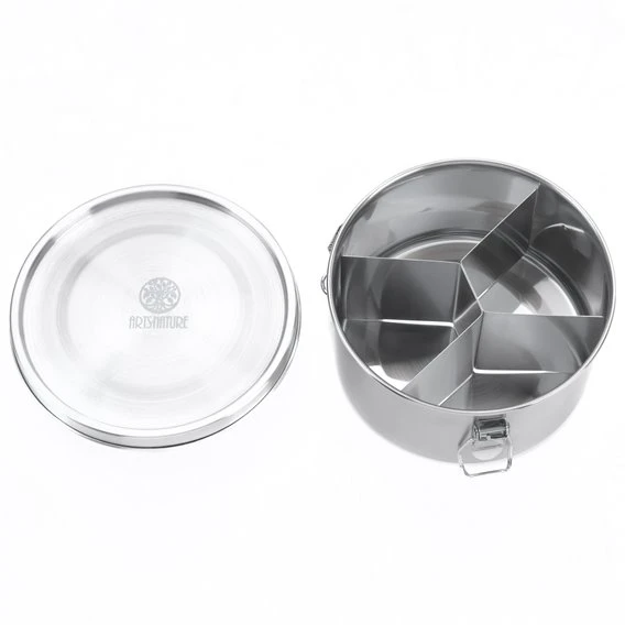 ARTS-Nature Edelstahl Brotdose Für Mealprep Mit Fächern Rund 1200ml 4 ARTS-Nature Edelstahl Brotdose Für Mealprep Mit Fächern Rund 1200ml – Bild 2