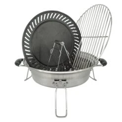 ARTS-Nature Grill Set Für Raketenofen BBQ Set Mit Rost, Platte, Schale Und Greifer