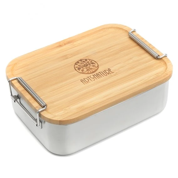 ARTS-Nature Vesper Brotdose Mit Bambus Holzdeckel Schneidbrett 1100 Ml 3 ARTS-Nature Vesper Brotdose Mit Bambus Holzdeckel Schneidbrett 1100 Ml