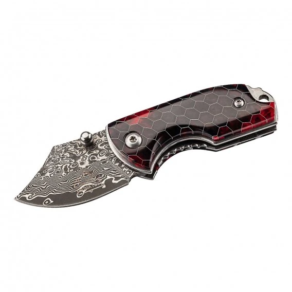 Puma TEC MINI Einhandmesser Damaszener Taschenmesser Rot 3 Puma TEC MINI Einhandmesser Damaszener Taschenmesser Rot